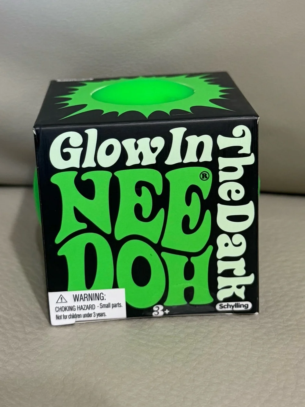 NEW NeeDoh Glow In The Dark GREEN Squishy Fidget Toy Stress Ball Authentic!